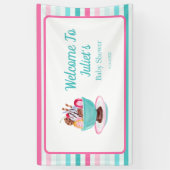 Aquarell Ice Cream Sundae Kinderdusche Willkommen Banner (Vertikal)