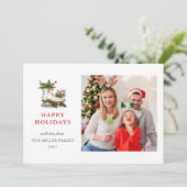 Aquarell Ice Skate Familienurlaub Foto Feiertagskarte (Stehend Vorderseite)