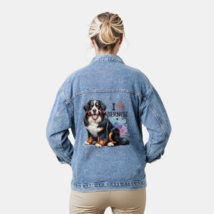 Aquarell Ich liebe meinen Berner Sennenhund Jeansjacke
