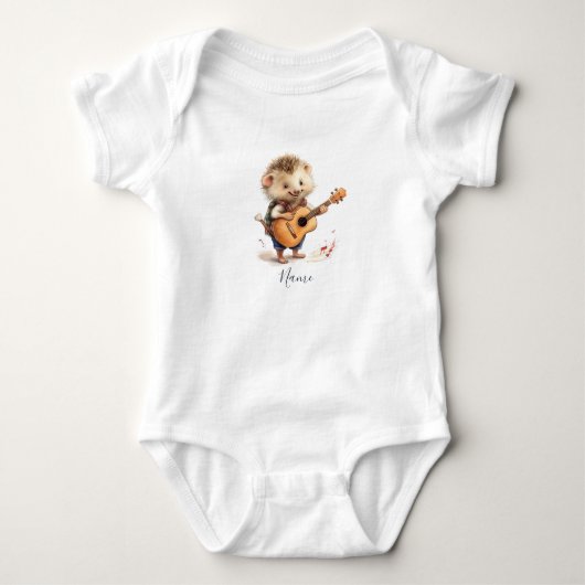 Aquarell-Igel-Gitarre Baby Strampler (Vorderseite)