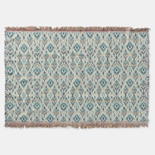 Aquarell-Ikat-Muster in Türkis, Salbei & Staubblau Decke