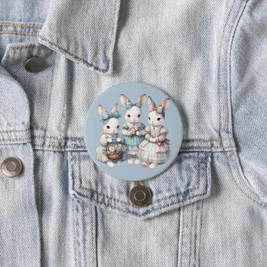 Aquarell-Illustration der Cottage-Häschen-Schweste Button (Beispiel)