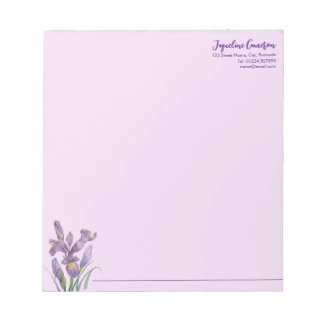 Aquarell-Illustration der violetten Iris in botani Notizblock