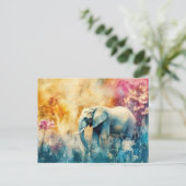 Aquarell Illustration eines Elefanten im Dschungel Postkarte (Stehend Vorderseite)