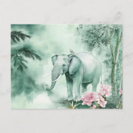 Aquarell Illustration eines Elefanten im Dschungel Postkarte