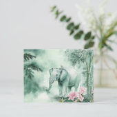 Aquarell Illustration eines Elefanten im Dschungel Postkarte (Stehend Vorderseite)