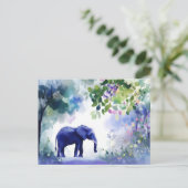 Aquarell Illustration eines Elefanten mit Blumen Postkarte (Stehend Vorderseite)