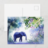 Aquarell Illustration eines Elefanten mit Blumen Postkarte (Vorne/Hinten)