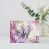 Aquarell Illustration eines Elefanten mit Blumen Postkarte (Stehend Vorderseite)