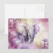 Aquarell Illustration eines Elefanten mit Blumen Postkarte (Vorne/Hinten)