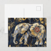 Aquarell Illustration eines Elefanten mit Blumen Postkarte (Vorne/Hinten)