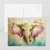 Aquarell Illustration eines Elefanten mit Blumen Postkarte (Vorne/Hinten)