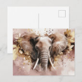 Aquarell Illustration eines Elefanten mit Blumen Postkarte (Vorne/Hinten)