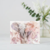 Aquarell Illustration eines Elefanten mit Blumen Postkarte (Stehend Vorderseite)