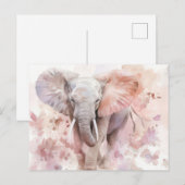 Aquarell Illustration eines Elefanten mit Blumen Postkarte (Vorne/Hinten)