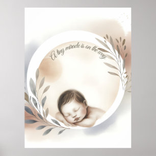 Aquarell-Illustration eines schlafenden Babys Poster