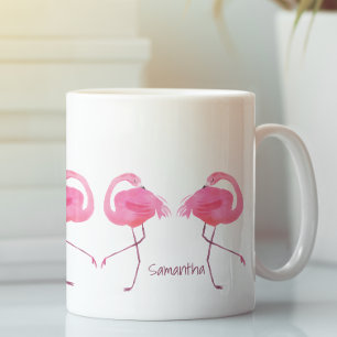 Aquarell-Illustration rosa Flamingos Kaffeetasse