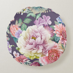 Aquarell-Illustration von Blumen. Große Sammlung A Rundes Kissen