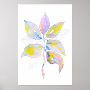 Aquarell-Illustration von botanischen Blättern in Poster