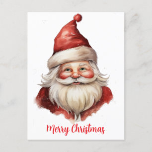 Aquarell-Illustration Weihnachtsmann Feiertagspostkarte