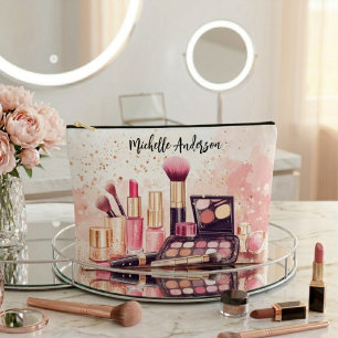 Aquarell-Illustrations-Makeup Zubehörtasche