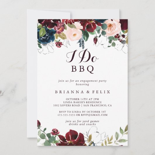 Aquarell Illustriert I Do GRILLEN Engagement Party Einladung (Vorderseite)