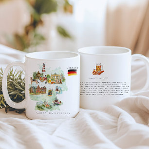 Aquarell-Illustrierte Deutschlandkarte   Monogramm Kaffeetasse