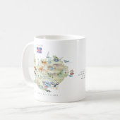 Aquarell-Illustrierte Islandkarte | Monogramm Kaffeetasse (Vorderseite Links)