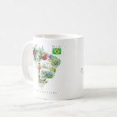 Aquarell-Illustrierte Karte Brasilien | Monogramm Kaffeetasse (Vorderseite Links)