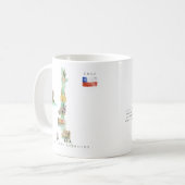 Aquarell-Illustrierte Karte Chile | Monogramm Kaffeetasse (Vorderseite Links)