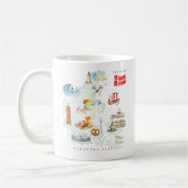 Aquarell-Illustrierte Karte Dänemark | Monogramm Kaffeetasse (Links)