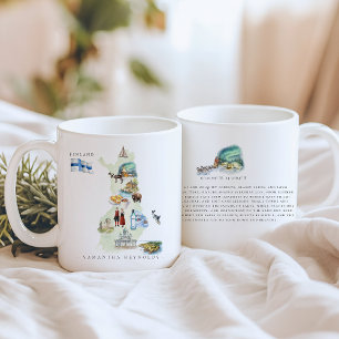 Aquarell-Illustrierte Karte Finnland   Monogramm Kaffeetasse