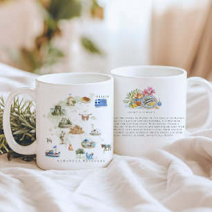 Aquarell-Illustrierte Karte Griechenland   Monogra Kaffeetasse