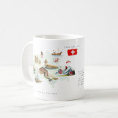 Aquarell-Illustrierte Karte Schweiz | Monogramm Kaffeetasse (Vorderseite Links)