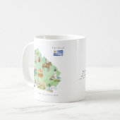 Aquarell-Illustrierte Karte Uruguay | Monogramm Kaffeetasse (Vorderseite Links)