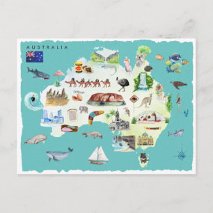 Aquarell-Illustrierte Karte von Australien
