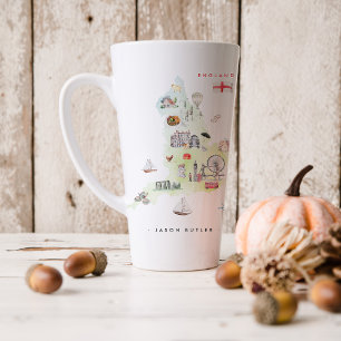 Aquarell-Illustrierte Karte von England   Monogram Milchtasse