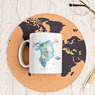 Aquarell-Illustrierte Karte von Grönland   Monogra Kaffeetasse