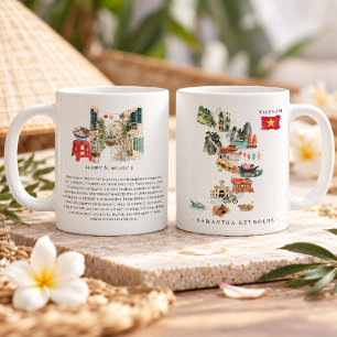Aquarell-Illustrierte Vietnam-Karte Monogramm Kaffeetasse