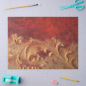 Aquarell Imitate Gold Barockschmuck Tiefrot Seidenpapier (Basteln)