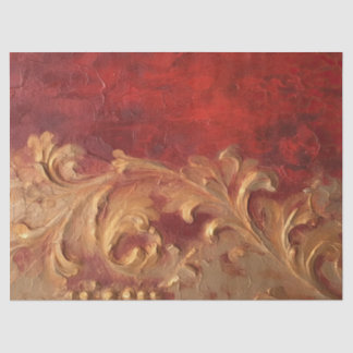 Aquarell Imitate Gold Barockschmuck Tiefrot Seidenpapier