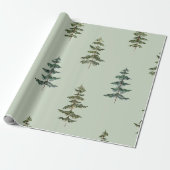 Aquarell Immergrüne Bäume Geschenkpapier (Ungerollt)