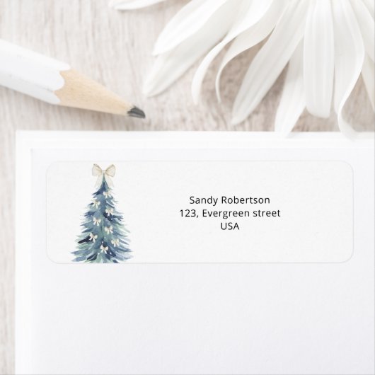 Aquarell immergrüner Tannenbaum mit Schleifen (Insitu)