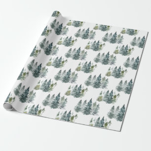 Aquarell Immergrüner Weihnachtsbaum Feiertagsgesch Geschenkpapier