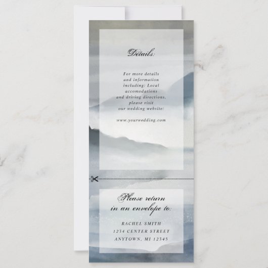 Aquarell Indigogebirge Hochzeit einladen w uAwg Einladung (Rückseite)