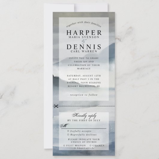 Aquarell Indigogebirge Hochzeit einladen w uAwg Einladung (Vorderseite)