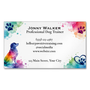 Aquarell individuell anpassbarer Hundetrainer Magnetische Visitenkarte