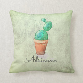 Aquarell Individuelle Name Cactus Pflanze Akzent Kissen