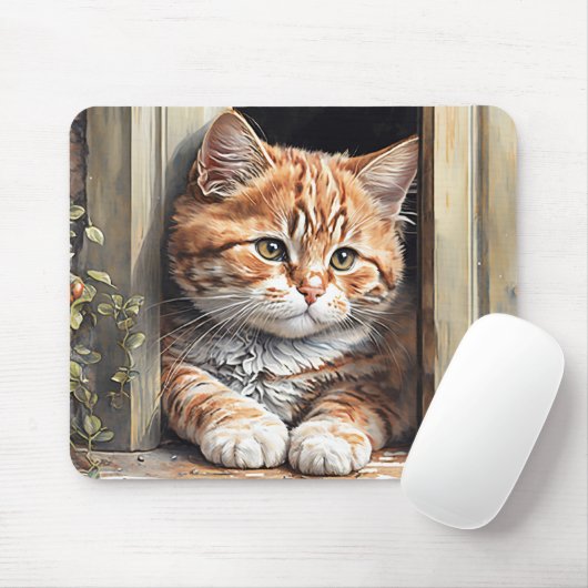 Aquarell Ingwerkatze Mousepad (Mit Mouse)