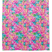 Aquarell Inspiriert Rosa Blauer Blauer Duschvorhang (Vorderseite)